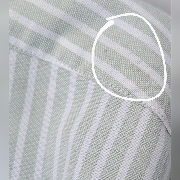 Stafford men's dress shirt wrinkle-free light green and cream stripes size 17 - Picture 6 of 6